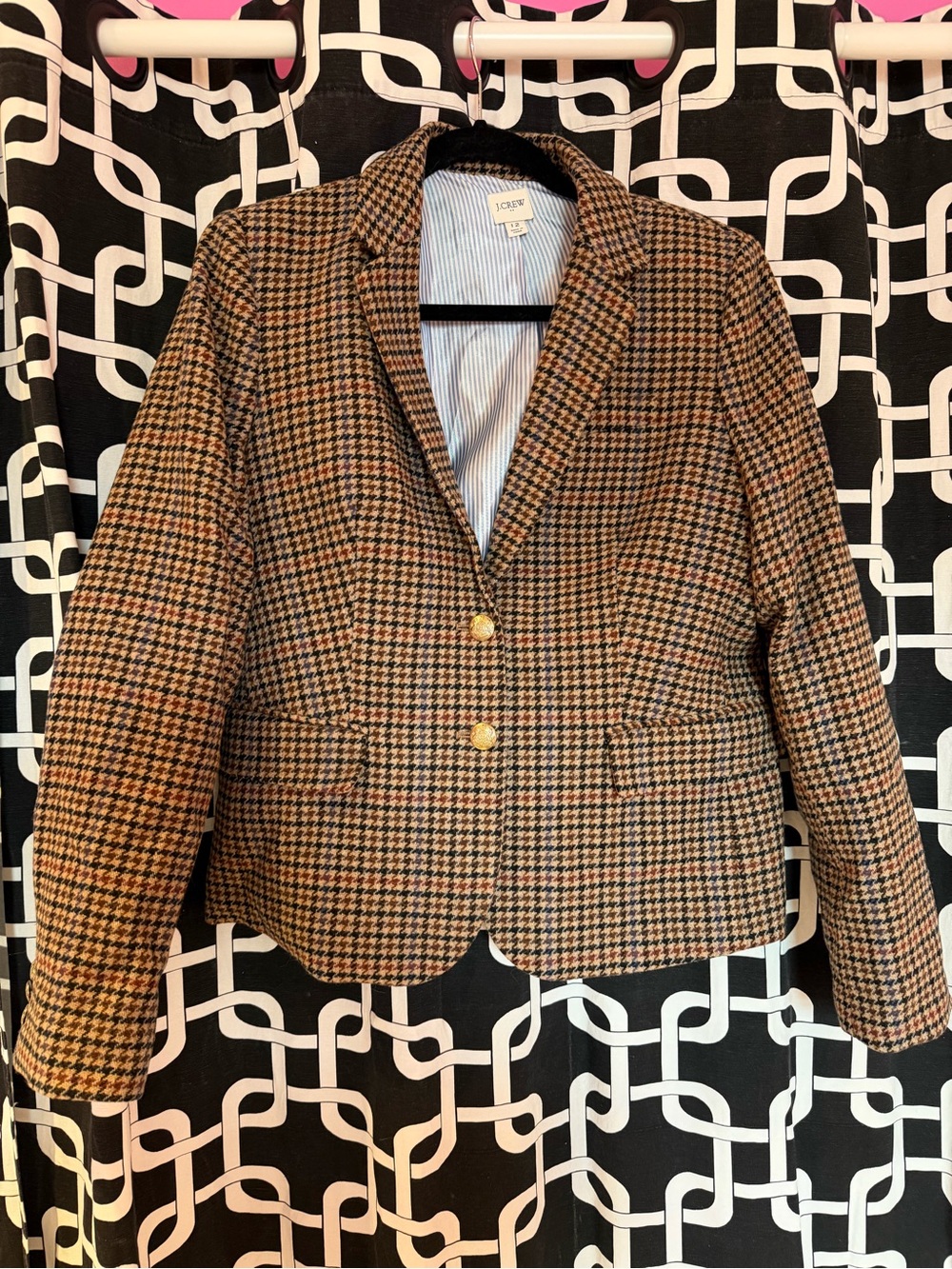 Wool-Blend Plaid Blazer